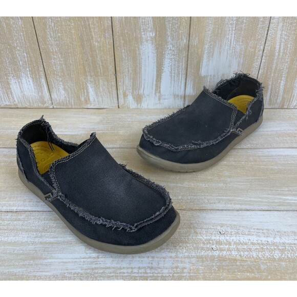 Crocs Santa Cruz Loafers Blue Canvas Triple Comfort Slip-On Men’s Size 12 - Picture 1 of 11